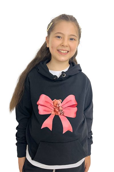 yudemia Ribbon Printed Girls Sweatshirt T-Shirt Tracksuit 3-Piece Set – Comfortable and Stylish Design