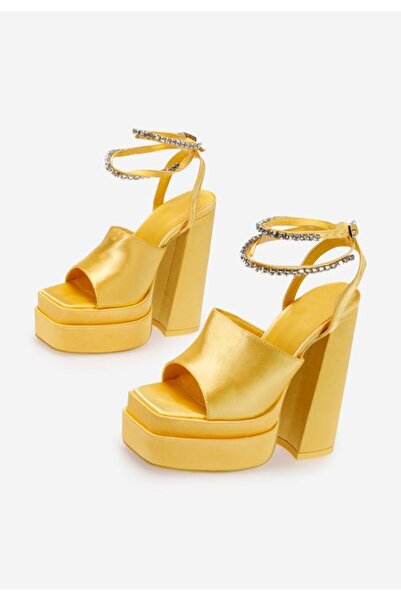 B T Shoes Yellow Fervenza thick-heeled platform sandals