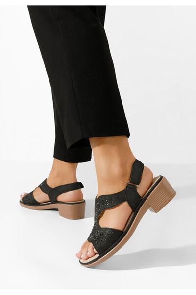 B T Shoes Sandale cu toc gros Thirza negre