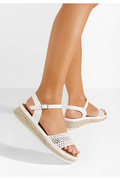 B T Shoes White Ergela thick-soled sandals