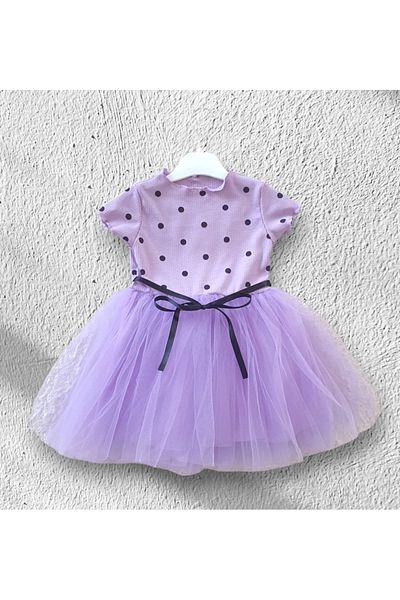 Şirin Şeyler Butiği Rochie tocată fetiță Linda Liliac Kuromi Violet