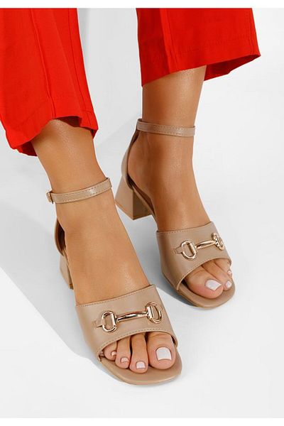 B T Shoes Sandale cu toc gros Karia nude