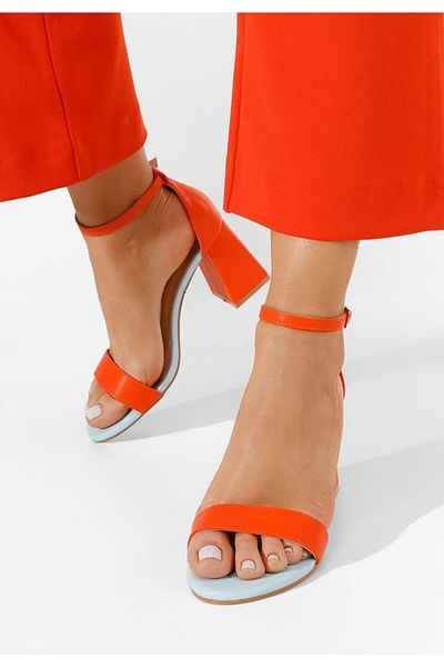 B T Shoes Sandale cu toc gros Vorona portocalii