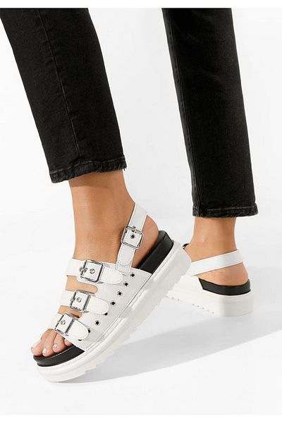 B T Shoes Edena white platform sandals