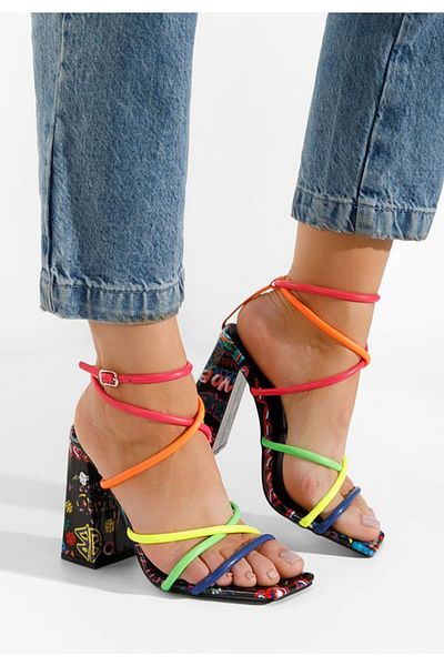B T Shoes Sandale cu toc gros Karine multicolore V3