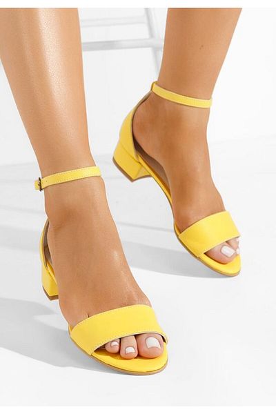 B T Shoes Sandale cu toc gros Amais V3 galbene