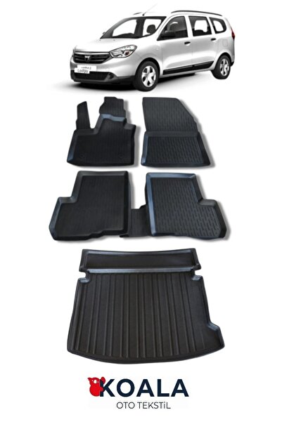 KoalaOtoTekstil Dacia Lodgy 2012-2018 Arası Birebir Uyumlu 3d Paspas + Bagaj ...