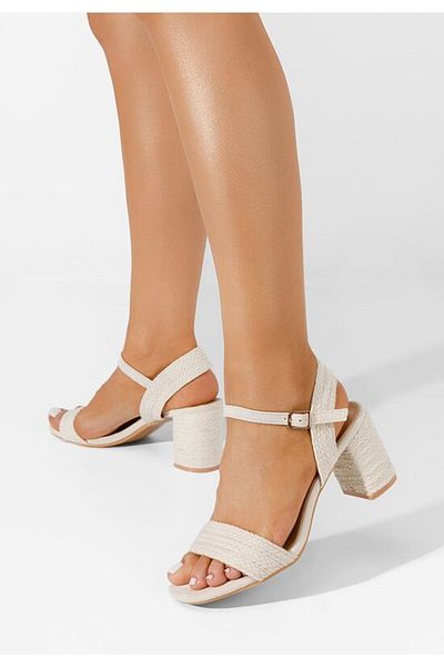 B T Shoes Sandale cu toc gros Paulista bej