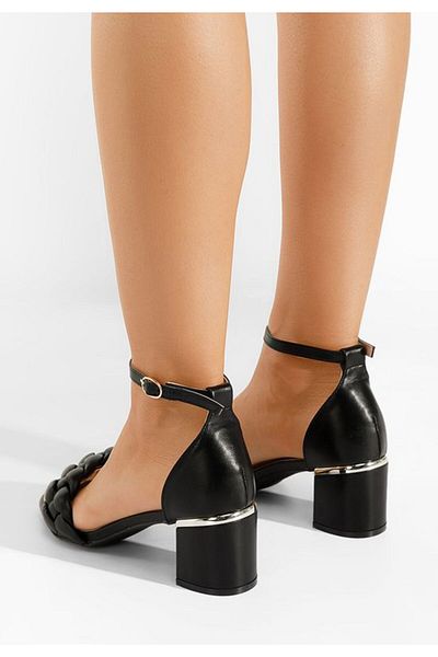 B T Shoes Sandale cu toc gros Casandra negre