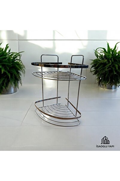 İSAOĞLU YAPI Moderna Shampoo Holder Silver Stainless Double Corner