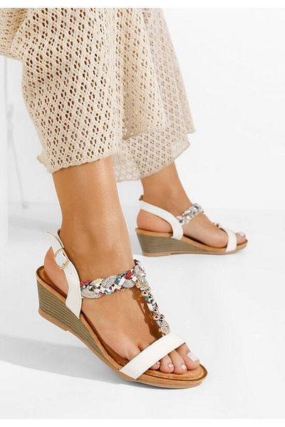 B T Shoes Tanika white platform sandals