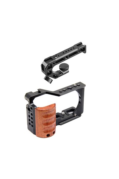 Choice AB Sony ZV-E10Full Cage  camera With Wooden Handle cold shoe Rabbit cage support bracket Stabilizer