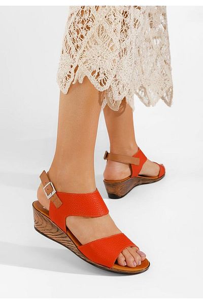 B T Shoes Sandale cu talpa ortopedica Azara portocalii
