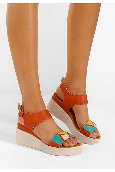 B T Shoes Sandale cu platforma piele Lauria portocalii