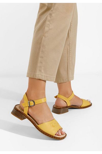 B T Shoes Sandale cu toc mic Yolanda galbene