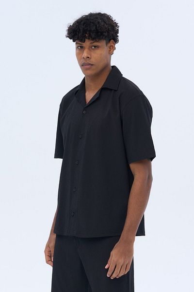 İLKCET MODA Ανδρικό κοντομάνικο oversize casual πουκάμισο