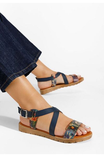 B T Shoes Sandale dama piele Tamala navy