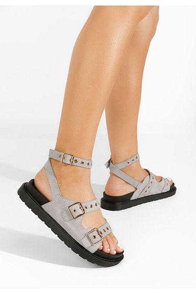 B T Shoes Kenya grey chunky-soled sandals