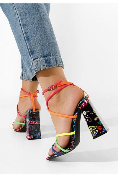 B T Shoes Sandale cu toc gros Karine multicolore V3