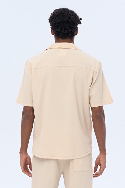 İLKCET MODA Чоловіча коротка рукав Oversize зручна сорочка