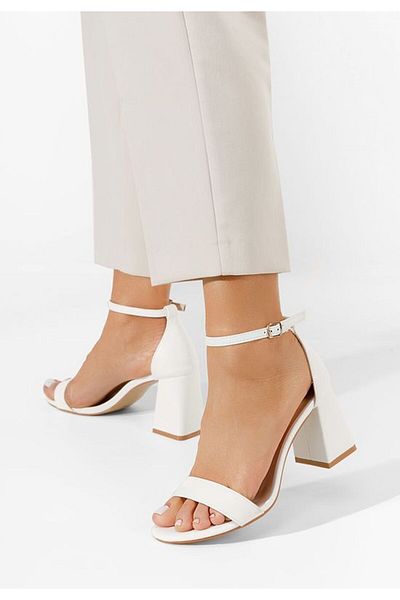 B T Shoes White Vorona chunky heel sandals