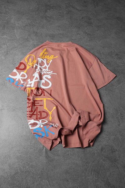 Slatra Men's Coral Side Printed Oversize T-shirt