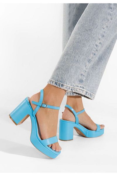 B T Shoes Sandale cu toc gros Salsama albastre