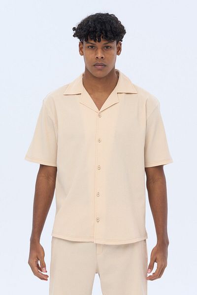 İLKCET MODA Cămașă casual oversize cu mânecă scurtă pentru bărbați