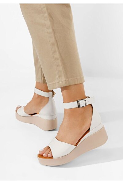 B T Shoes Sandale cu platforma piele Salegia albe