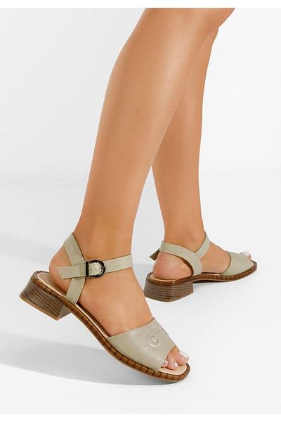 B T Shoes Sandale cu toc mic Yolanda verzi