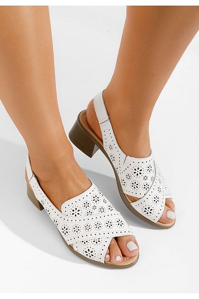 B T Shoes Women's Lisiana white leather sandals