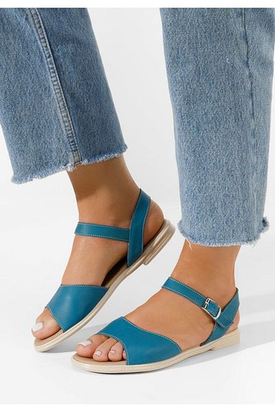 B T Shoes Sandale piele naturala Viadana V2 albastre