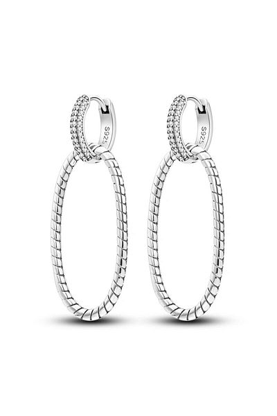 Choice B2E122 2024 New Sterling Silver S925 Oval Double Ring Close Set Serpentine Earring Drop Simple Jewel