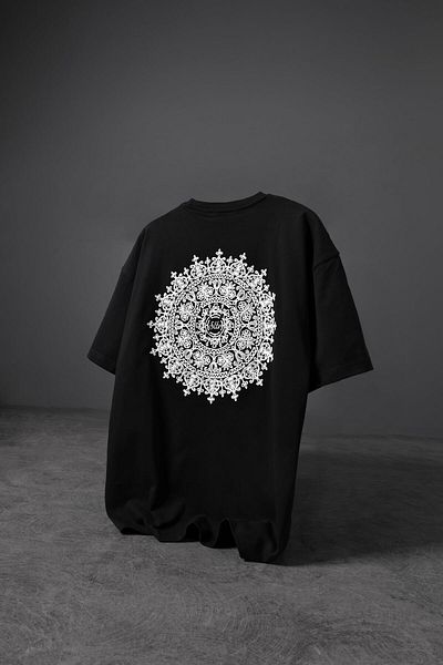 Slatra Ανδρικό Oversize Μαύρο T-Shirt - Κέντημα στην πλάτη και στους ώμους
