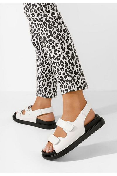 B T Shoes White Briane chunky-soled sandals
