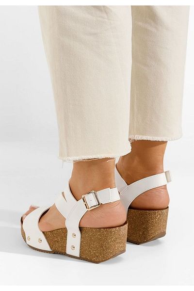 B T Shoes Thalia white platform sandals