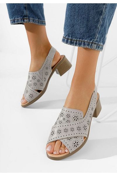 B T Shoes Women's Lisiana leather sandals in gray