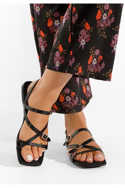 B T Shoes Sandale fara toc Sresa negre
