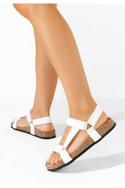 B T Shoes Sandale fara toc Demia albe