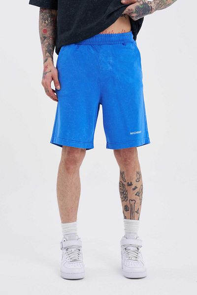 Machinist Men's Luxury Basic Washed Relaxed Blue Spotted Shorts