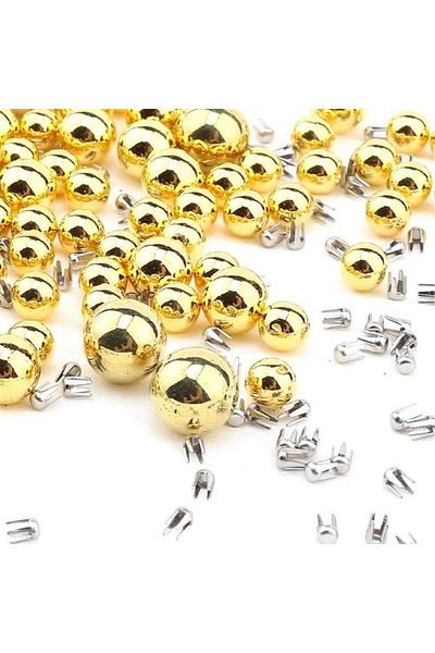 PASAMİA 10 mm Gold Color Non-Perforated Pearl 25 g (45-50 Pieces)