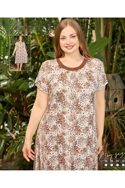 İpek Women's Short Sleeve Plus Size Lace Nightgown