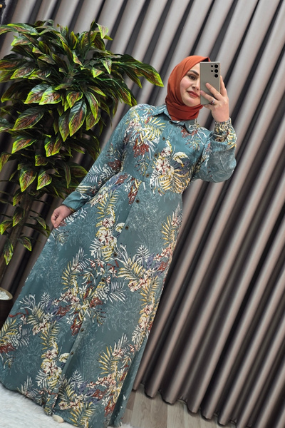 Elmas Tesettür Γυναικεία Ρούχα Μεγάλου Μεγέθους Φόρεμα Παλμίδας