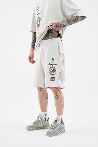 Machinist Men's Baroque Style Painting Printed Space Gray Shorts
