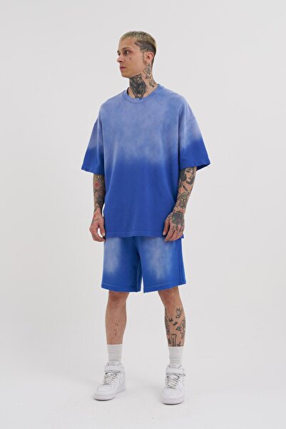 Machinist Ανδρικό μπλε σορτς με εφέ πλυσίματος