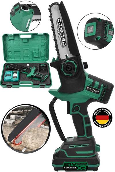 CRAFTERTOOLS Germany 36V 5Ah Çift Batarya Otomatik Yağlama Kömürsüz Motor Budama Testeresi Dal Budama Makinesi