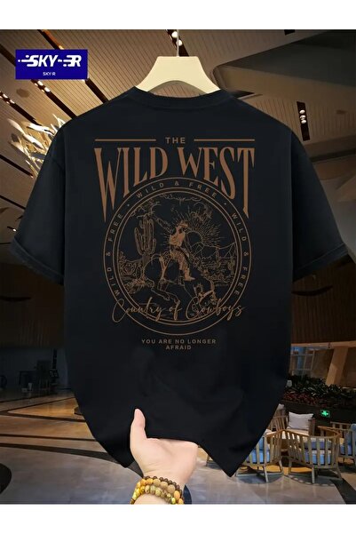 AZIZI TEKSTIL Ανδρικό άνετο μπλουζάκι 100% βαμβακερό γραφικό καουμπόη για το ...