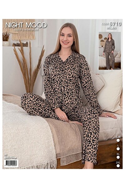 DK İÇ GİYİM Cotton Short Sleeve Pajamas Set Leopard