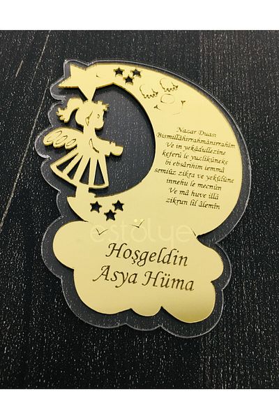 estölye Baby Girl Evil Eye Prayer Magnet 25 Pieces Transparent Gold Plexiglass G2F1Z2F13O7