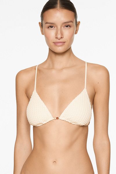 Oysho Bubble-texture Crochet Triangle Bikini Top